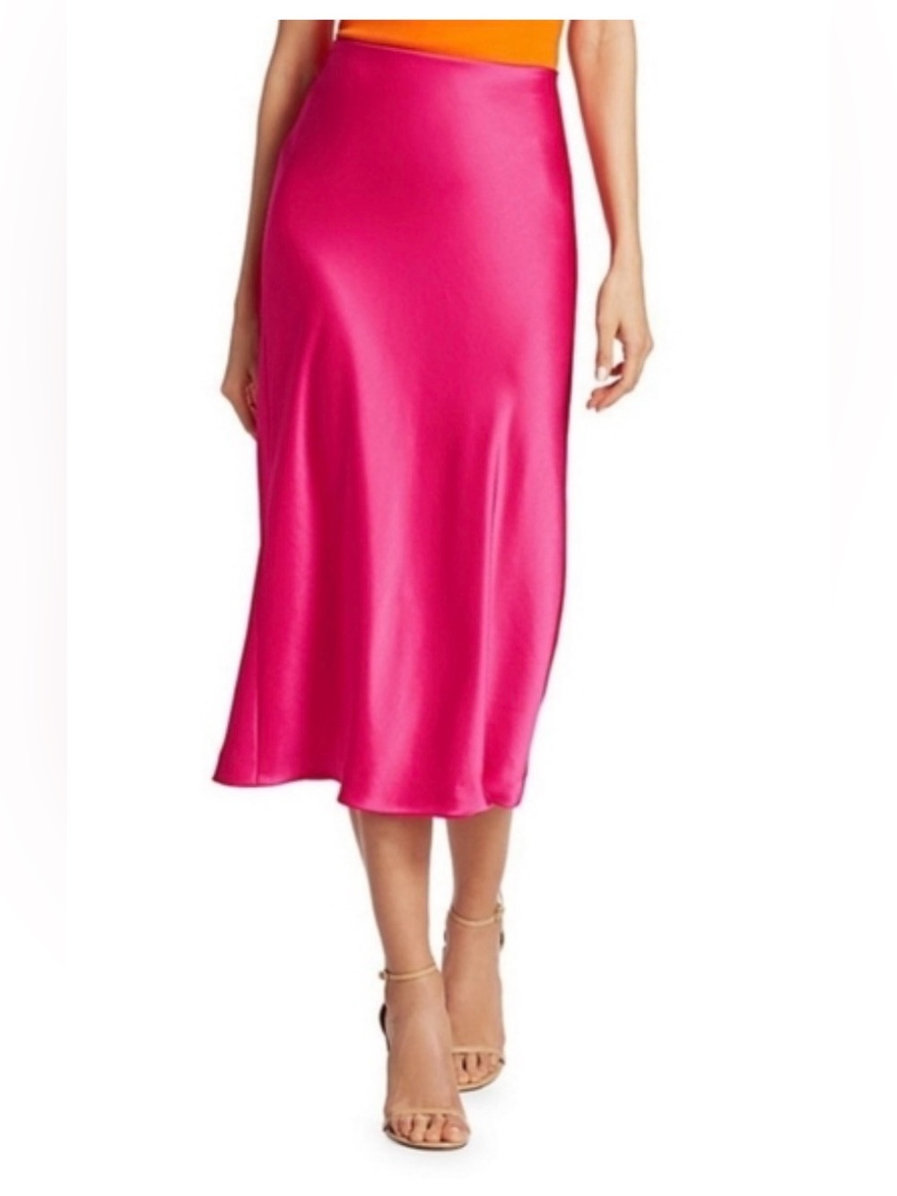 NWT Avara Olivia Silk Pink Satin Maxi Skirt Small - Picture 2 of 3